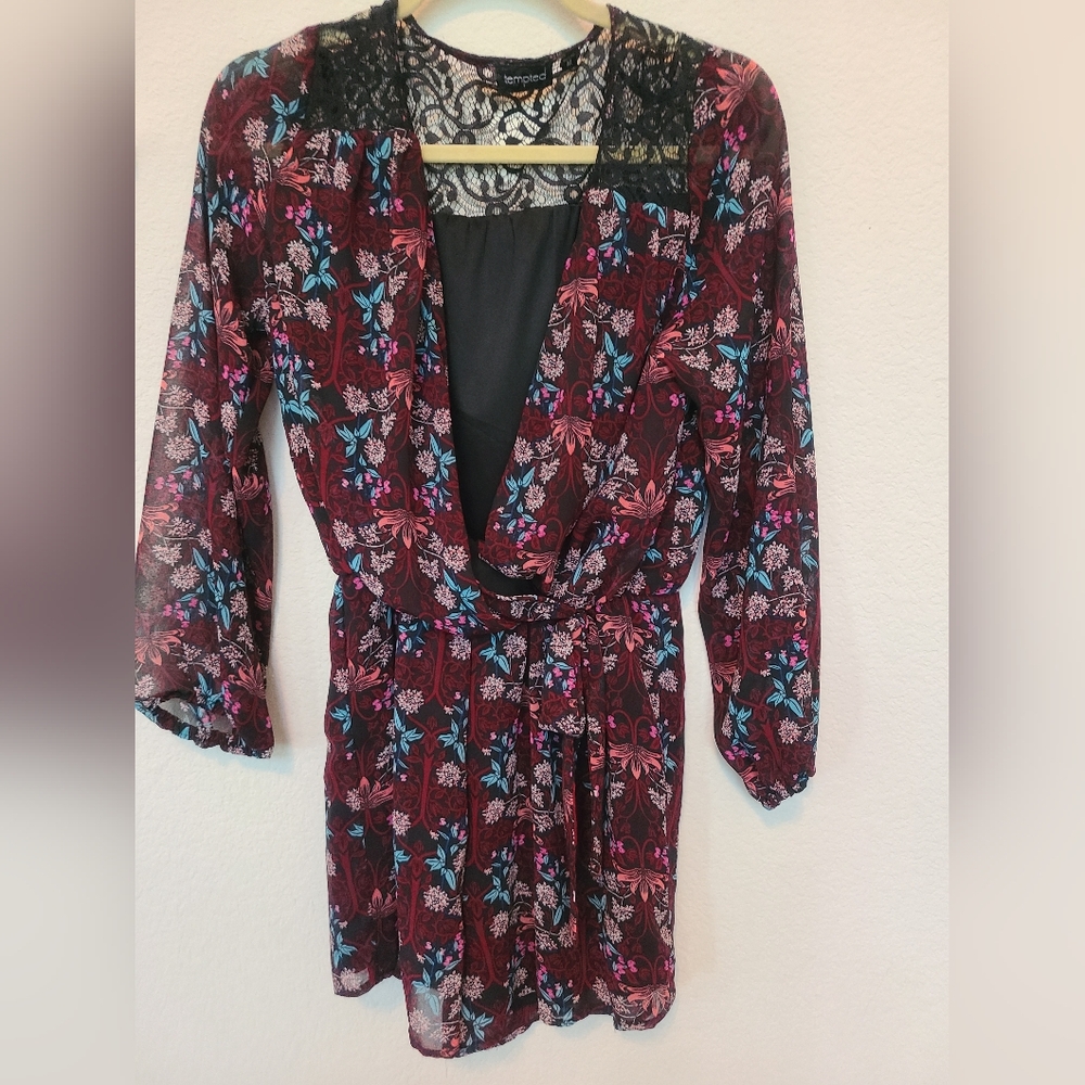 Tempted Maroon Floral Romper - M